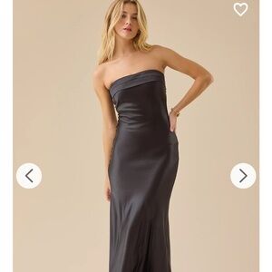 Altar'd State black satin  Strapless midi  Dress
